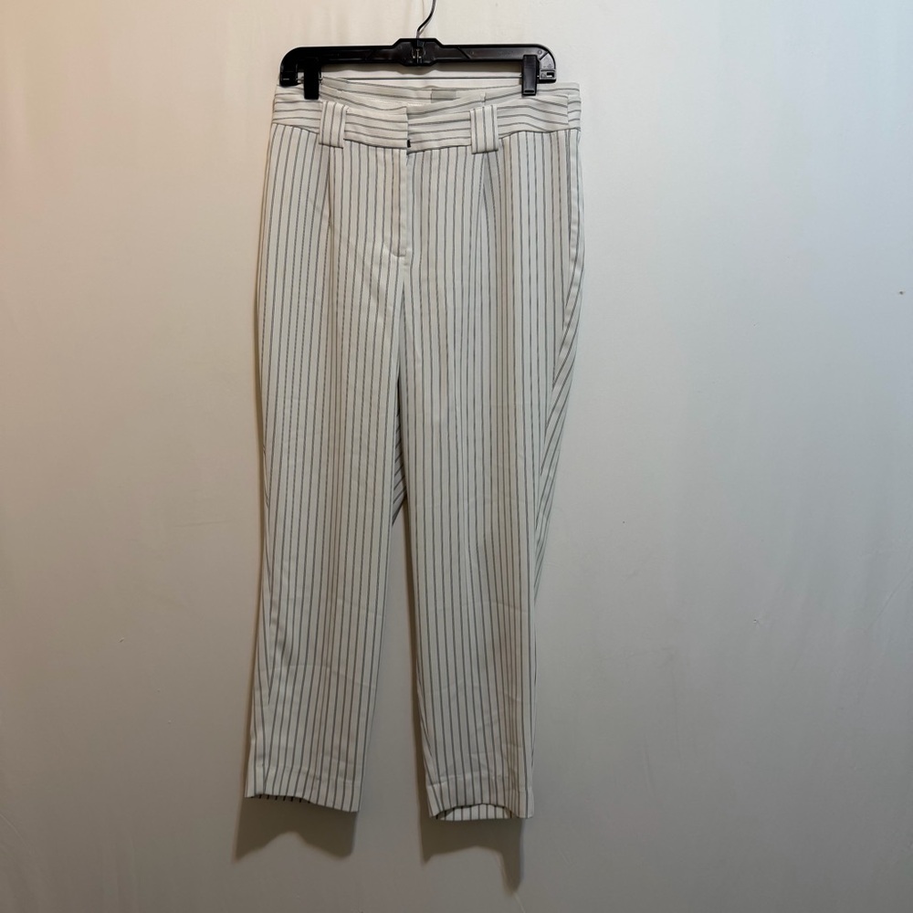 Express High Rise White Pants with Black Stripes
